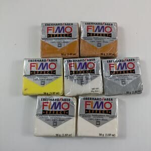 Fimo Effect x7 Polymer Clay HARD Metallic Transparent Silver Yellow White Gold